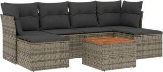 vidaXL Vidaxl - Set De Sof&aacute;s De Jard&iacute;n 7 Piezas Con Cojines Rat&aacute;n Pe Gris