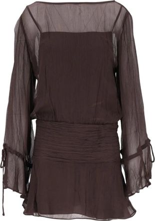 Staud Beatrix Jurk - Dames - Korte kleedjes - Bruin - S - Polyester - Kleedjes