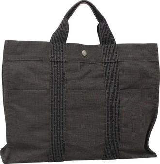 Herm&egrave;s Pre-owned Vintage Canvas Tote Bag - Dames - Vintage Shopper - Grijs - ONE Size - Vintage