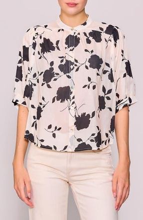 Melloday Print Voile Shirt in Ivory Black at Nordstrom Rack, Size X-Small