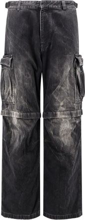 Balenciaga Cargo Black Denim Trousers-Uomo