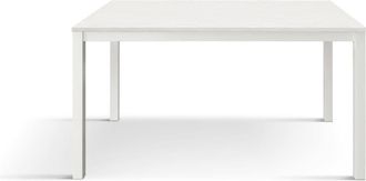 Konte Design Mesa de madera blanca, estructura de metal blanco 110x68