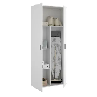 Dmora Armadio Multiuso Forcola, Mobile Multifunzione Portascope, Guardaroba A 2 Ante, 78x35h190 Cm, Bianco, Con Imballo Rinforzato - Dmora