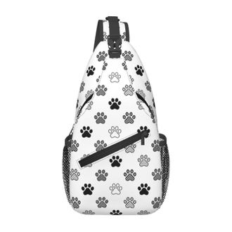 Generic Polka Dot Dog Paw Cat Footprint Shoulder Bag Adjustable Chest Bag Lightweight Backpack For Shopping Casual Workout