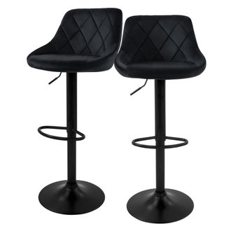 ML Design Juego De 2x Taburetes De Bar Bistro Tapizados En Piel Sint&eacute;tica Pu Negro Sillas Con Respaldo Ergon&oacute;mico Y Reposapi&eacute;s Asiento C&oacute;modo De Mostrador Regul