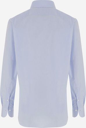 Finamore Mens Shirt Ribbed Cotton Light Blue