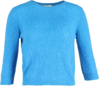 Maje Marcel Ribbed Sweater in Blue Polyamide