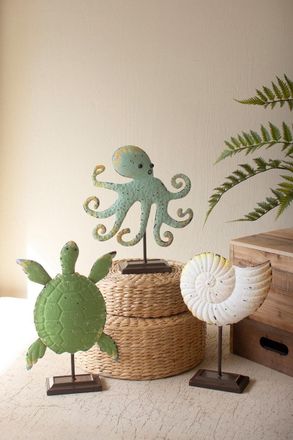 Kalalou Set Of Three Painted Coastal Decor