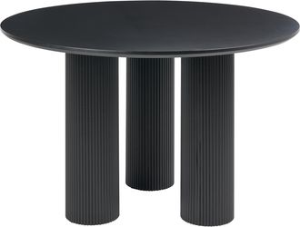 Beliani Mesa De Comedor Redonda Patas Acanaladas Estriadas Dise&ntilde;o Minimalista Mdf 120 Cm Negro Tulemalu