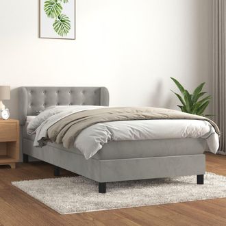 vidaXL Vidaxl - Cama Box Spring Con Colch&oacute;n Terciopelo Gris Claro 90x190 Cm