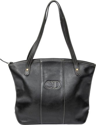 Dior Black Calfskin Leather Cd Zip Shopping Tote (Authentic Pre-Loved)