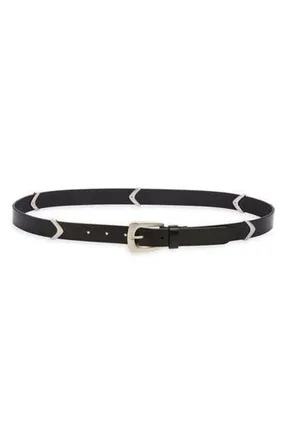 AllSaints Arrow Ornament Leather Belt in Black /Antique Nickel at Nordstrom Rack, Size X-Small