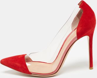 Gianvito Rossi Red Suede And Pvc Gianvito 105 Pumps