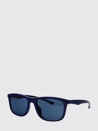 Emporio Armani Occhiali da sole rettangolari in nylon blu navy con logo tono su tono