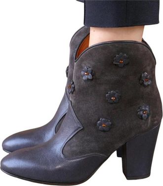 Chie Mihara Rustieke leren hoge laarzen - Dames - Laarzen met Hak - Bruin - 35 EU - Leer - Schoenen