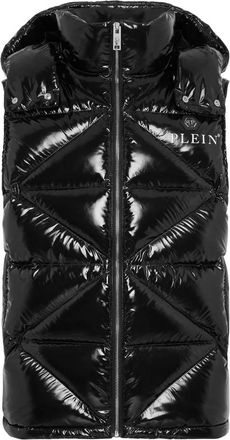 Philipp Plein Sleeveless Jacket Hexagon - Heren - Bodywarmers - Zwart - M - Leer - Jassen