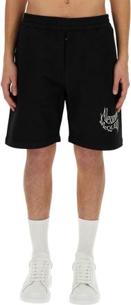 Alexander McQueen Logo-Detailed Cotton Bermuda - Black
