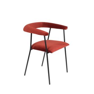 Dutchbone Sill&oacute;n de terciopelo burdeos con reposabrazos
