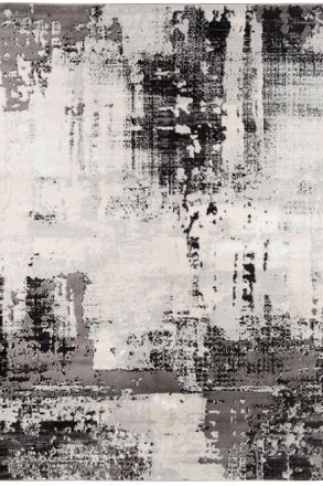 Kukoon Silver Grey Modern Distressed Abstract Rug in Metallic Silver | Size: 240 cm x 330 cm