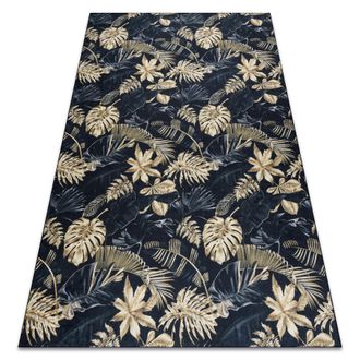RugsX Tappeto Lavabile Andre 1311 Foglie Monstera Antiscivolo - Nero / Oro Black 120x170 Cm