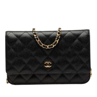 Chanel Pre-owned Wallet On Chain - Dames - Pre-owned - Zwart - Maat: ONE Size Leer
