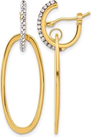Diamond2Deal 14K Yellow Gold Crystal Oval Shape Hoop Earrings