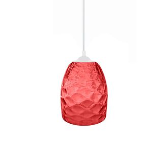 Tosel Suspensi&oacute;n campana metal blanco pantalla vidrio rojo