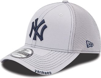 New Era Unisex-Adult MLB 39Thirty Gray Team Color Neo Primary Logo Stretch Fit Flex Baseball Cap Hat, New York Yankees - Gray, S/M