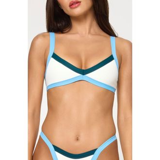L*Space Taylor Rib Bikini Top in Cream/Deep Teal/Sea Spray at Nordstrom Rack, Size X-Small