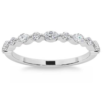 Pompeii3 1/2Ct Marquise Cut Wedding Ring Anniversary Band 14k Gold Lab Grown
