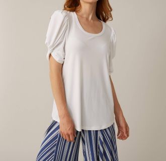 Joseph Ribkoff Puff Sleeves Top In Vanilla