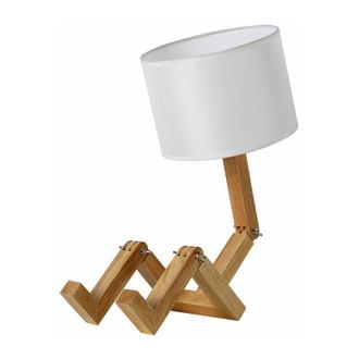 OEM Lampe De Bureau - Bois Massif - Abat-jour En Lin - Pour Chevet Etude Salon - 1 Unidad