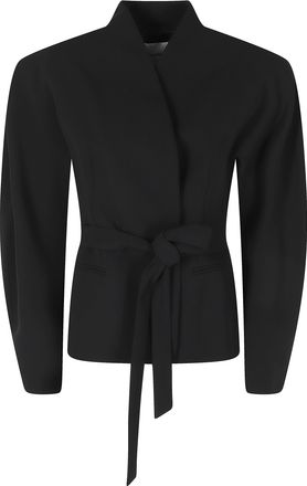 Andamane Black Margaux Shawl Collar Rounded Sleeves Polyester Jacket