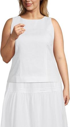 Lands End Linen Sleeveless Peplum Top in White at Nordstrom, Size 1X