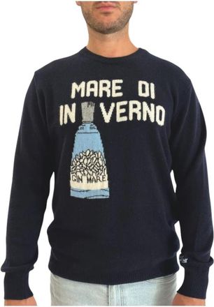 Saint Barth Rondgebreide trui - Heren - Ronde hals truien - Blauw - XL - Wol - Truien & Vesten
