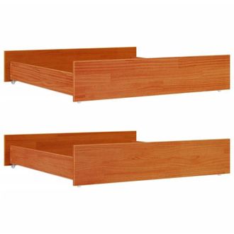 vidaXL Cajones De Cama 2 Uds Madera Maciza De Pino Marr&oacute;n Cera Vidaxl