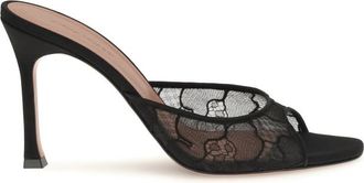 Amina Muaddi Black Lace Alexa Heels