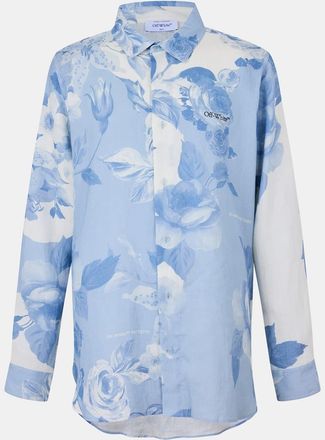 Off-white Mens Off White Off Linen Shirt in White/Blue - Size Small