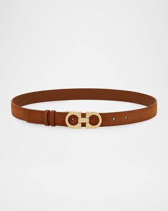 Ferragamo Donna Suede Double Gancini Belt