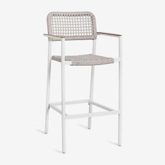 Sklum Taburete Alto De Jard&iacute;n Con Reposabrazos En Aluminio Y Cuerda Trenzada Nediam Sklum