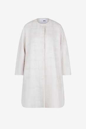 Manzoni24 Leichter kragenloser Tweedmantel