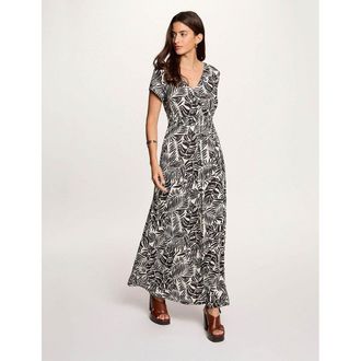 Morgan Lange jurk met korte mouwen en V-hals