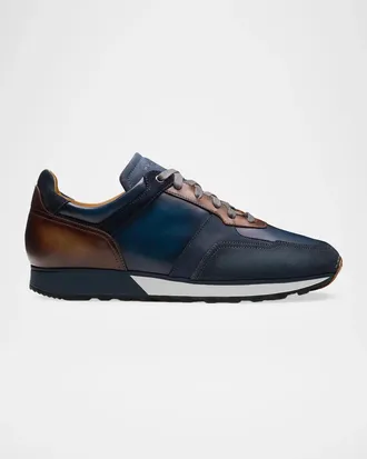 Magnanni Men & apos;s Arco Leather Runner Sneakers
