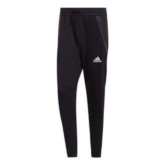 adidas Mens adidas Casual Splicing Solid Color Drawstring Logo Sports Pants/Trousers/Joggers Black HE5038