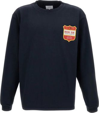 Rhude T-shirt met ronde hals en lange mouwen - Heren - Longsleeves - Zwart - L - Katoen - Tops