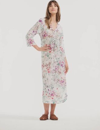 Oneseason Cuba Long Byron Midi Dress In Floral