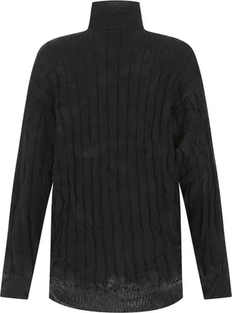 Balenciaga Womens Black Silk Blend Oversize Sweater 0100 Exterior: Lycra Maglieria