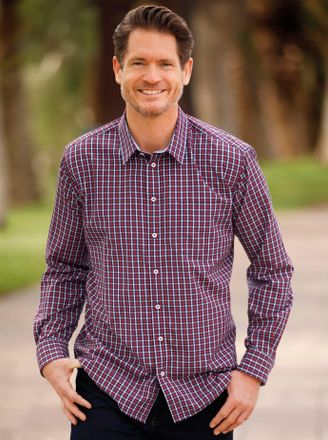 Catamaran Langarmhemd CATAMARAN, Herren, Gr. 39/40, Normalgr&ouml;ssen, rot (rot, kariert), 65% Polyester, 35% Baumwolle, gemustert, kariert, k&ouml;rpernah, Hemden Langa