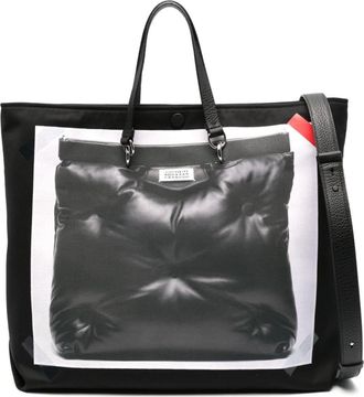Maison Margiela Glam Slam trompe loeil-print tote bag - unisex - Polyester/Cotton/Cotton/Calf Leather/Zinc/Aluminium/glass/Copper/Calf Leather