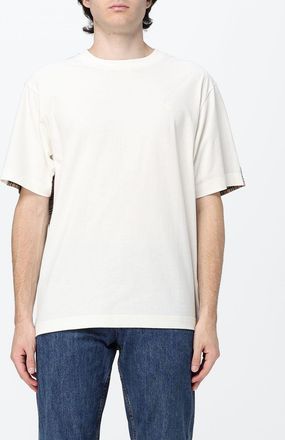 Burberry T-shirt in cotone con inserti Vintage Check e logo EKD